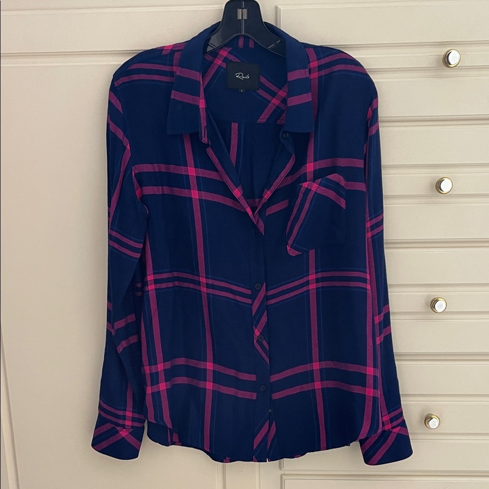Rails Hunter Navy Lipstick button down shirt